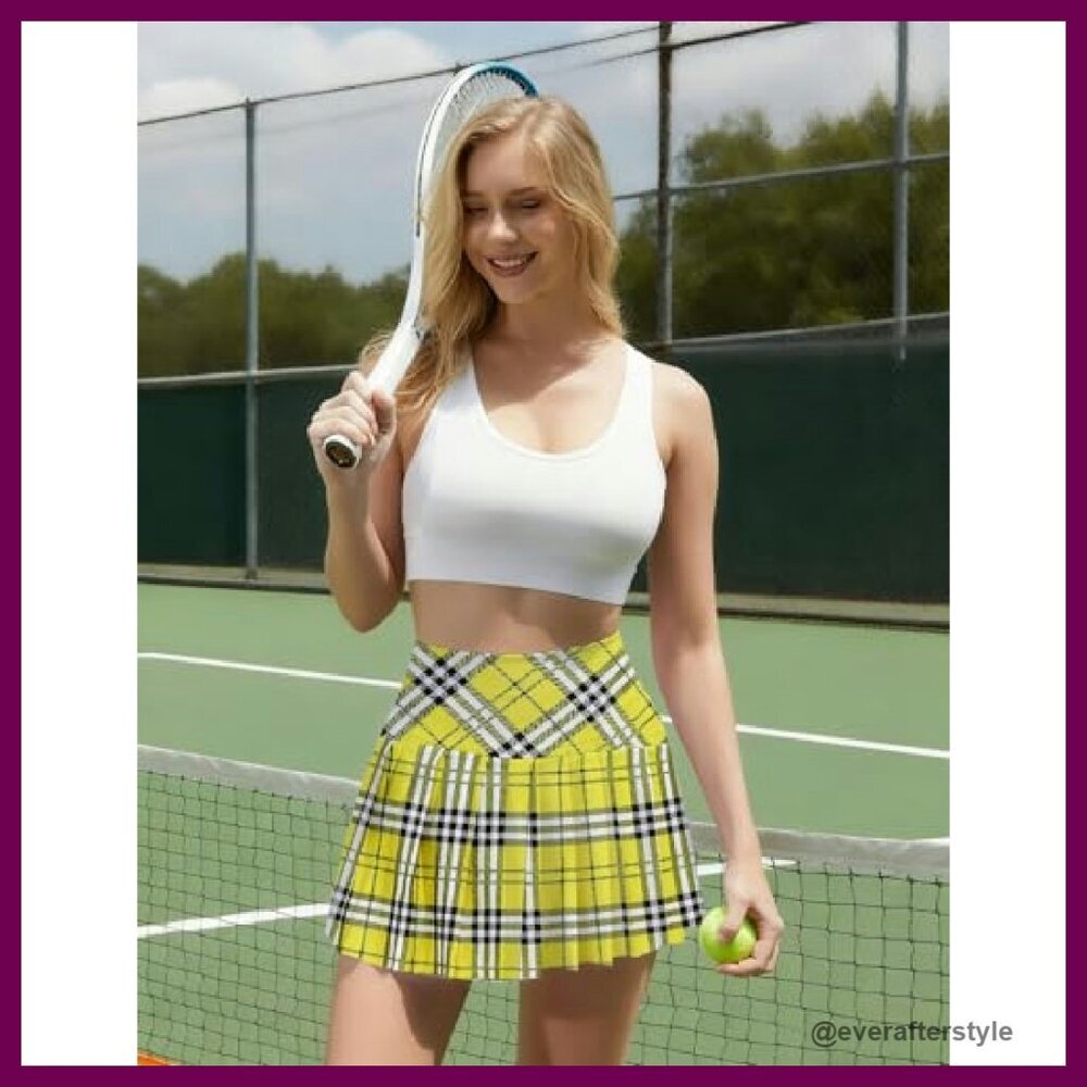 Pleated Tennis Skort with Pockets Athletic Golf Skirt Y2K Chic Preppy - Picture 3 of 8
